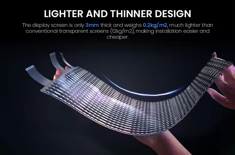Indoor Window Glass Flexible Transparent LED Film P8 P10 RGB Full Color LED Display Screen