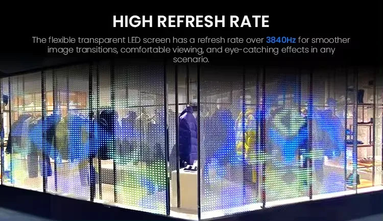 Indoor Window Glass Flexible Transparent LED Film P8 P10 RGB Full Color LED Display Screen